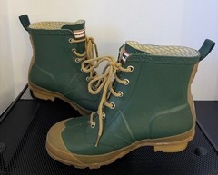 Hunter Thurloe Kids Lace Up Rain Boots Green Size US 3 Youth UK 2 EU 34 Wellies