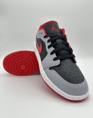 Air Jordan 1 Low GS Black Fire Red Cement Grey 38 US5.5y 553560-060 Sneakers