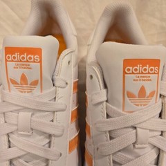 Adidas Superstar Size 6 Shell Toe Retro White Orange Crush HP5404 EUC