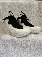 Jordan Air Jordan 10 High Top Leather Sneakers White/Black US 4Y EU 36