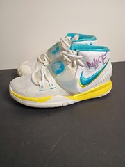 Nike Shoes Youth 4Y Kyrie (GS) White/Blue Fury-Opti Yellow Graffiti BQ5599 101