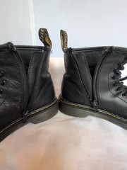 Dr Martens Kids Youth 13 Black Leather Combat Boots Lace Up & Side Zip 1460J