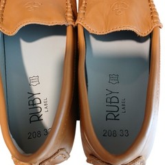 NEW Ruby Label Kids Mocassin Loafer Anchor Brown Size 2 Slip On Leather Quality