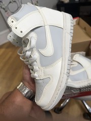 Nike Dunk High (GS) White/Gray Leather High Top Sneaker 4Y 6 W DB2179-107