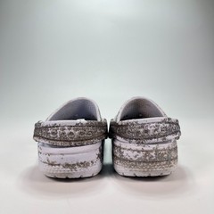 Crocs Gray Classic Clogs Glitter Sparkle Slip On Shoes 206992 Youth Size C9