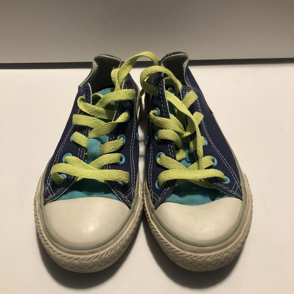 converse double tongue blue green size 11Y Low Top Lace Up