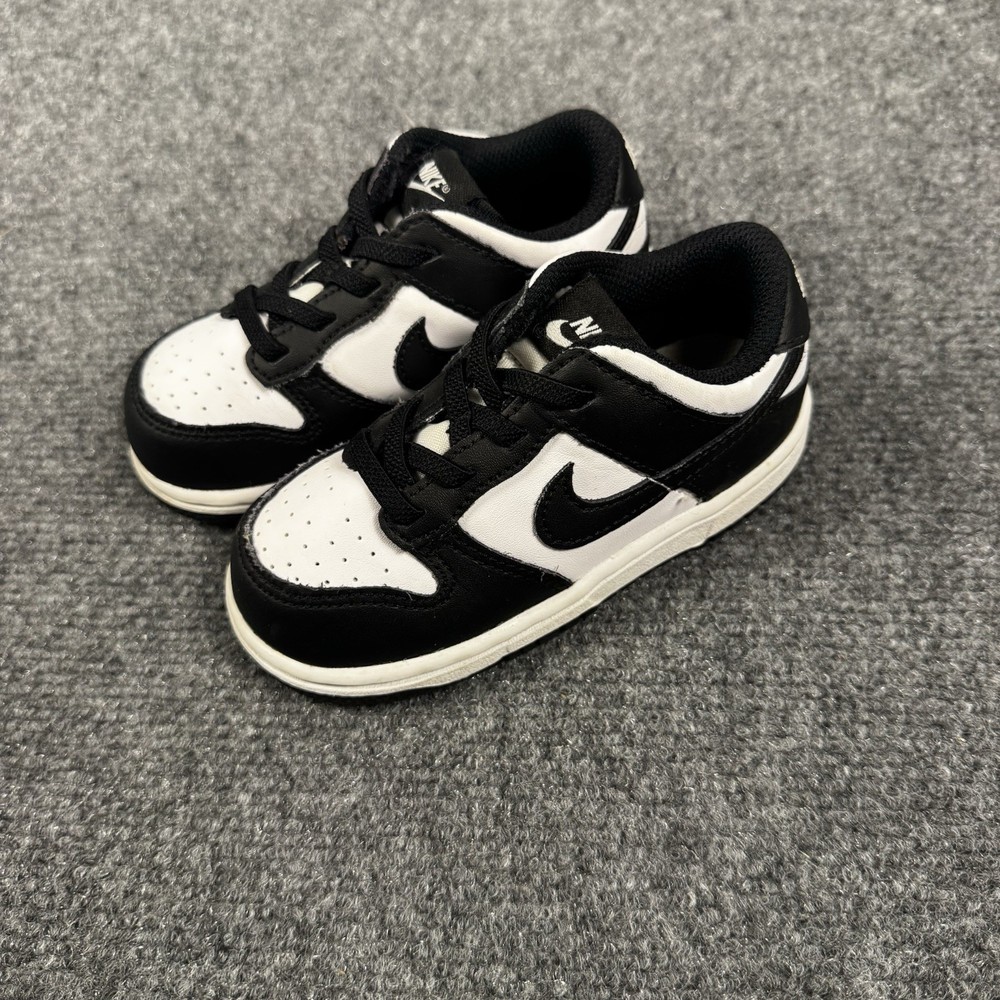 Nike Dunk Low Shoes Toddler Size 8C Black White Panda Sneakers CW1589-100