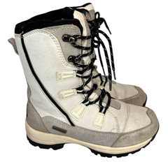 ROCKMARK Kid’s White Mid Calf Lace Up Outdoor Comfort Snow Boots Big Kid 4 (35)