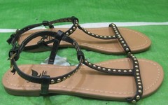 Black Open toe gold stud Back Strap Cute Shoes Sandals GIRL Size 11