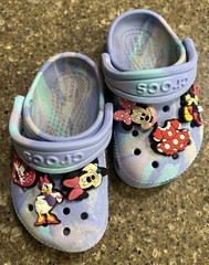 Crocs Children’s Classic Clogs C-6 Blue White Purple Disney Jibbitz
