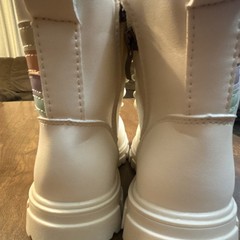Kids White Multicolor Glitter Star Rainbow Ankle Booties, EU 37, Zip & Lace Up
