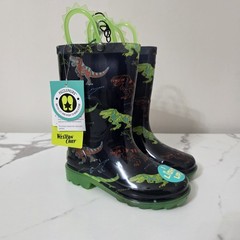 Western Chief Kids Sz 11 Dino Dimension Light Up Twinkling Dinosaur Rain Boots