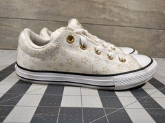 Converse Classic Chuck T Low White All Stars Junior Gold Stars Size 3.5 Youth