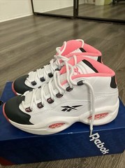 Reebok Question Mid Blue Toe White Pink GS 5.5 Womens US 7 New In Box V51956