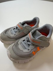 Under Armour Kids Gray Sneakers with Orange Logo Accent