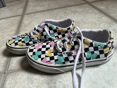 Youth Butterfly Checkerboard Vans, Size US 1.0