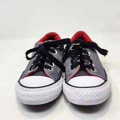 Converse All Star Junior Gray Red White Sneakers Size 12 Low Top Black Laces