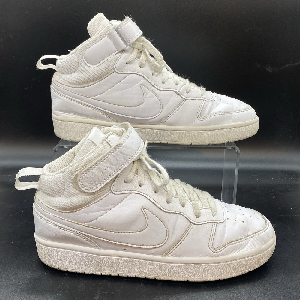 Nike Court Borough Mid 2 Triple White Youth Shoes CD7782-100 GS Size 7Y