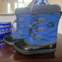 Sorel Yoot Pac Blue Rubber Waterproof Winter Snow Rain Boots Kids Youth Size 1
