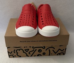 NATIVE Jefferson Shoe NIB Torch Red Shell White Kids C12 Slip-on $50 NEW