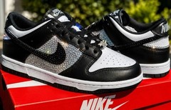 ✨ Handcrafted Nike Dunk Low Black/White Bling – Youth 4Y – Brand New w/ Box ✨