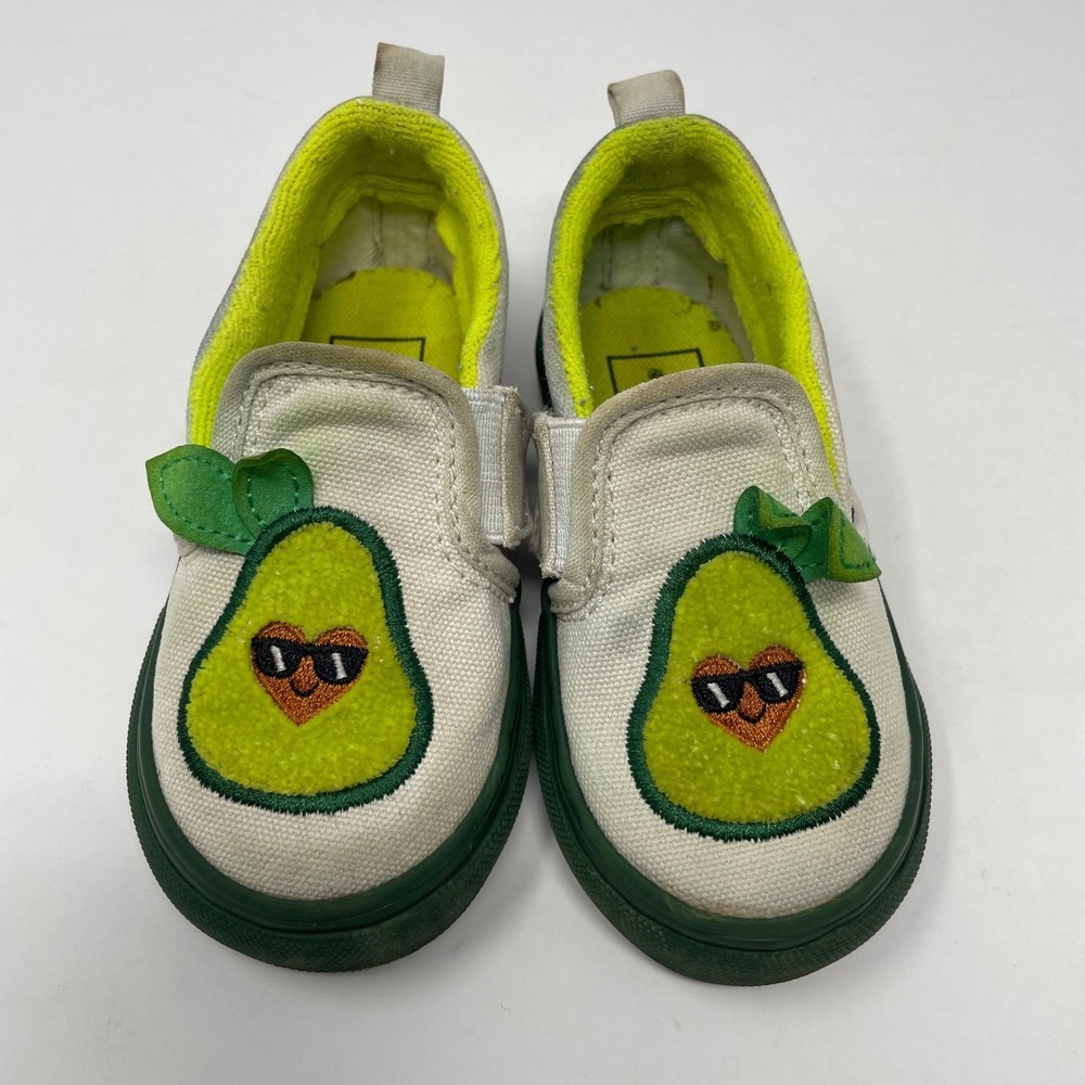 Vans Toddler Slip-On V Avocado Off White Green Canvas Fruitcore Sneakers Cute 6