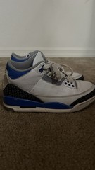 Jordan Air Jordan 3 Mid Top Leather Sneakers White/Blue/Gray/Black Women 5Y/6Y