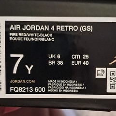 Jordan Air Jordan 4 Retro (GS) Fire Red/White-Black 7Y FQ8213-600
