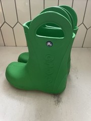 Crocs Kids Rain Boots W/ Handles Size J 1 Green Junior
