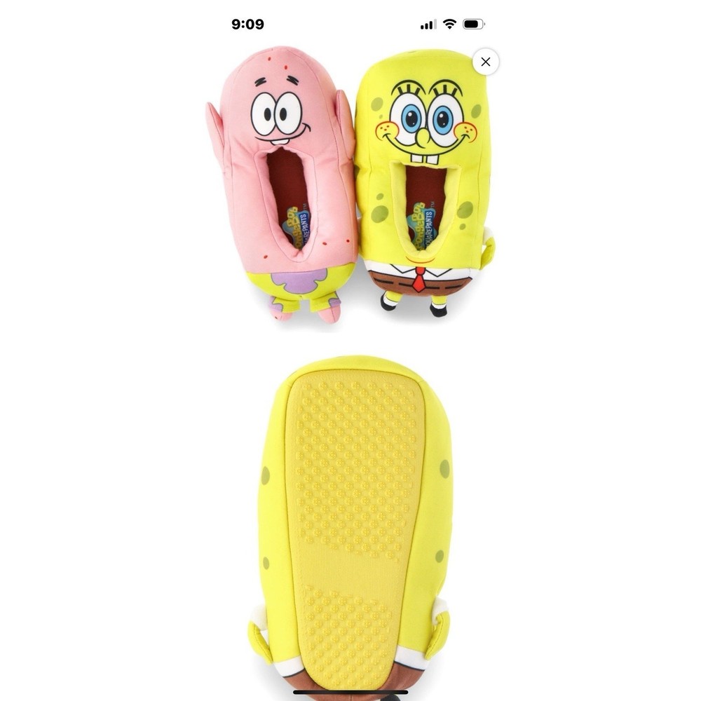 SpongeBob SquarePants Patrick Star & SpongeBob Plush Slippers Youth Size 11-12