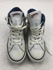 Converse All Star High Top Superman Sneakers – White – Youth Size 2 (pre-owned)