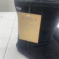 BEARPAW Boots Kids Size 2 EU 33 Black Suede Waterproof Shearling Winter