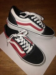 Kids Vans Sneakers Size 2 Unisex Red White Black Blue