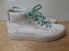 Adidas White High Top Sneaker Model Pro Size Youth 4.5 Classic Casual Outdoor