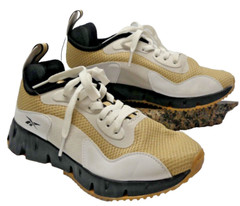 BIG Kids Reebok Zig Dynamica tan/white athletic laceup sneakers sz 4
