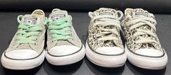 Lot of 2 Youth Shoes Converse All Star Chuck Taylor Size 11 & 12 Gray & Leopard