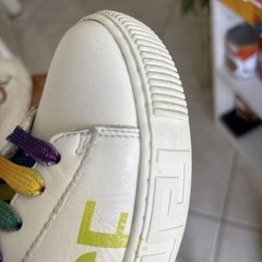 Versace White Greca Rainbow Leather Low-Top Bohemian Kids Size 31-US Size 13