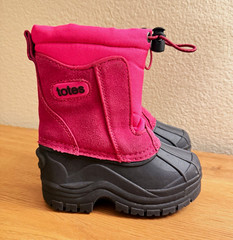 Totes Unisex Kids Snow Boots Pink/Black Mid-Calf Drawstring Rubber Sole 8