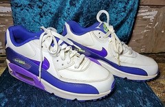 Nike Air Max 90 LTR GS Shoes 724852-105 Blue/White/purple 6.5Y AS-IS