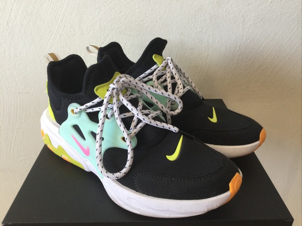 Nike react black/blue/pink/green/orange shoes Youth Size 6