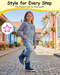 Waterproof Rubber Rain Boots for Kids – Youth Ankle Muck Boots, Non-Slip Natural