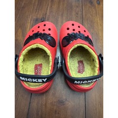 Crocs Kids Disney Mickey Mouse Red Fleece Lined Clogs Shoes Character Slip On
