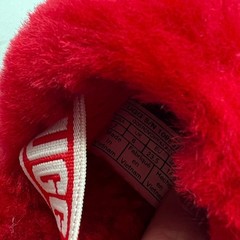 UGG Fluff Yeah Kids Red Sheepskin Slingback Slipper Slides 109857T Sz 7 Toddler