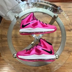 Size 6.5y – Lebron X 10 GS Fireberry Pink/Black/White Breast Cancer 543564-600