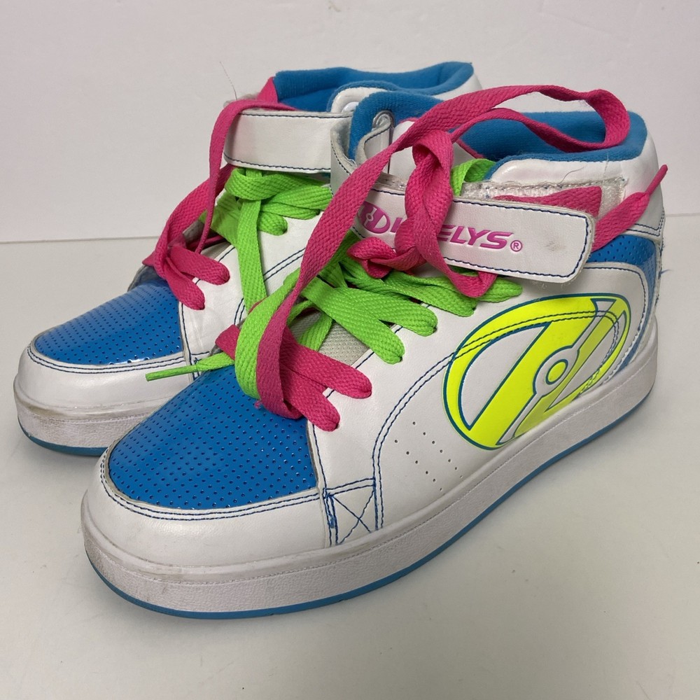 NEW Heelys Paver 1-Wheel Skate High Top Sneakers US 6/ EUR 38 White Neon Multi