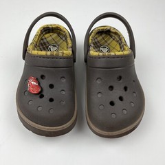 Crocs Cobbler Lined Kids Clogs Size 12 – 13 Brown Yellow Plaid Flannel Lining