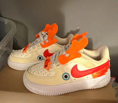 Nike Air Force 1 Kids Low Top Leather Sneakers White/Orange US 9