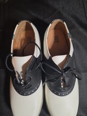 School Issue Youth Upper Class Saddle Oxfords Blk/WHT Leather US 9.5