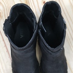 MIA Boots Youth 4 Biker Black Pull On Side Zip Buckle Block Heels Round Toe