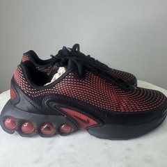 Size 5.5Y/7W Nike Air Max DN GS Black Red Kids Athletic Sneakers Mesh Breathable